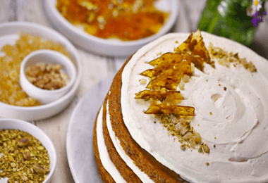 Carrot Cake with Pistachio “Glass”