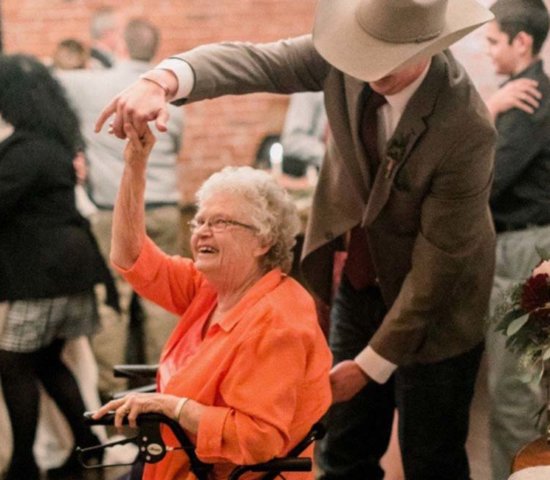 Grandson and Grandmother Celebrating a Wedding at Ginger and Baker's Milltop Events Space in Fort Collins