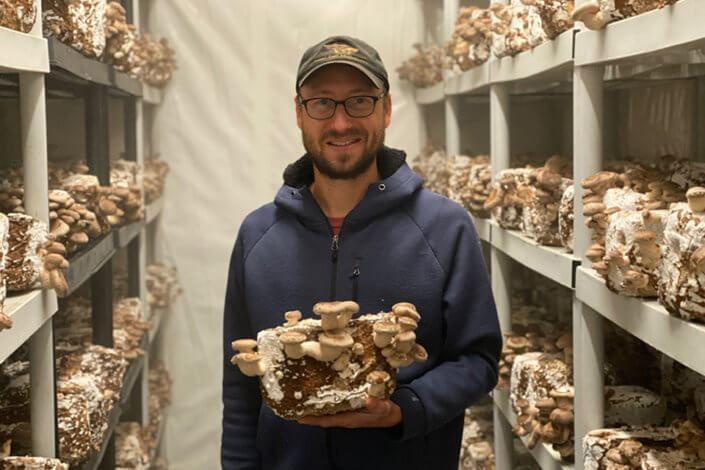 Jared Scherger of Hazel Dell Mushrooms from a story on Ginger and Baker's blog