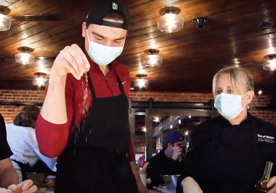 Colorado Eagles Hockey Team at the Ginger and Baker Teaching Kitchen