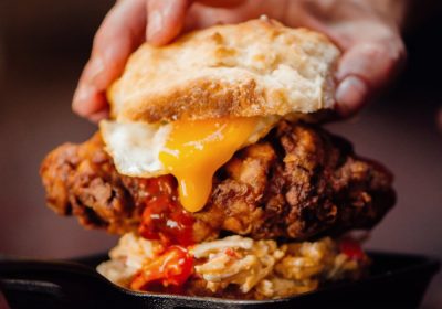 Fried Chicken Pimento Cheese Biscuit