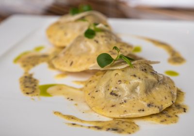 Ravioli in creamy truffle sauce