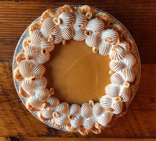 Delicious Sweet Potato Pie Recipe with Meringue and Hazelnuts from Ginger and Baker