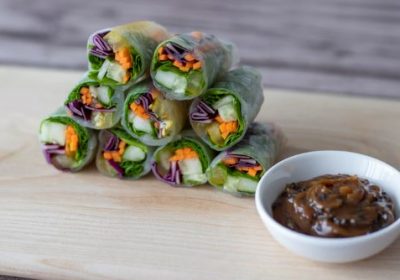 Veggie Spring Rolls with Peanut Sauce