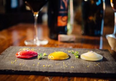 Gazpacho Granita and Beet Ravioli